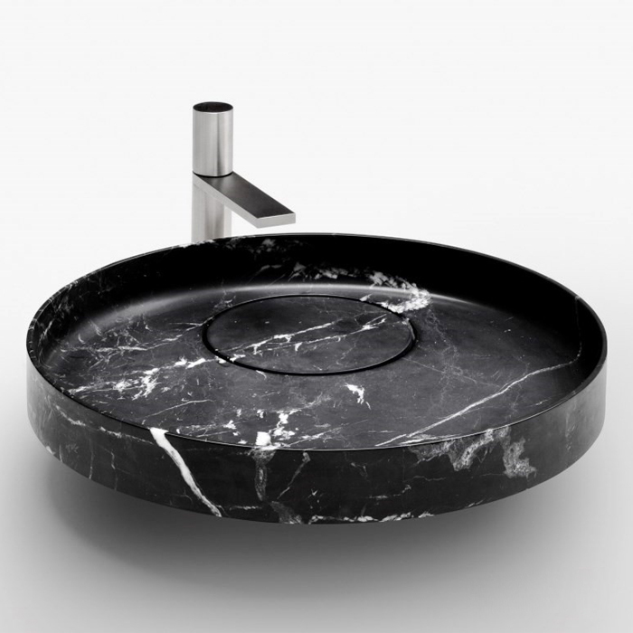 Умывальник на столешницу Falper Eccentrico D56 см, Nero Marquinia (WN3 MQ) - Фото 1